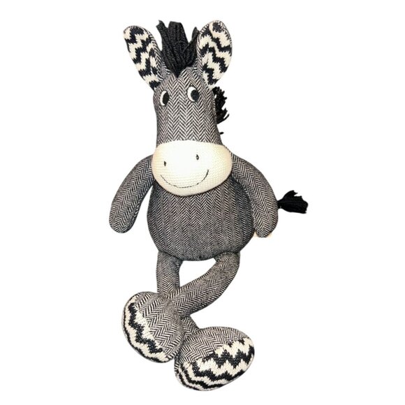 Tilly Knit Zebra Plush Stuffed Animal 20" Black Gray White Chevron By Pier 1 Imp - Picture 1 of 5